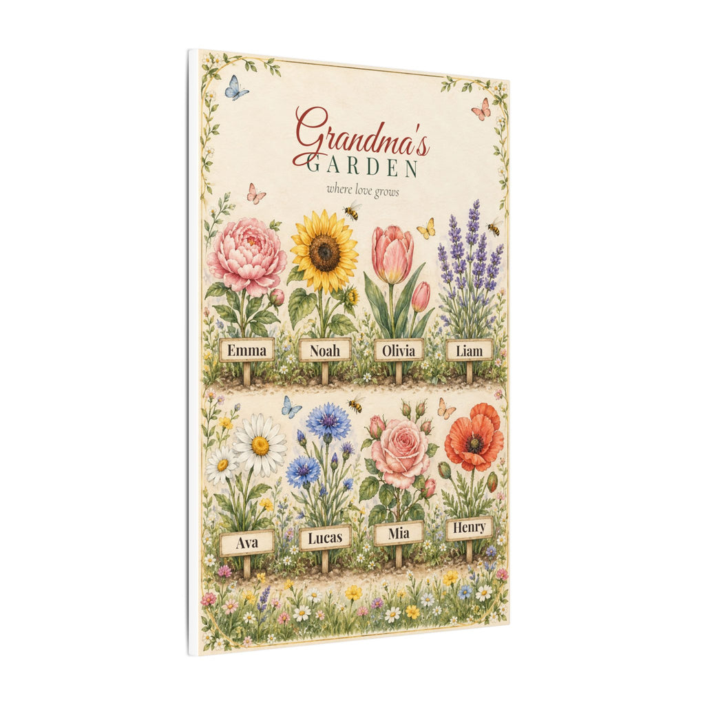 Grandma's Garden Personalized Canvas - Grandkids Names Wall Art