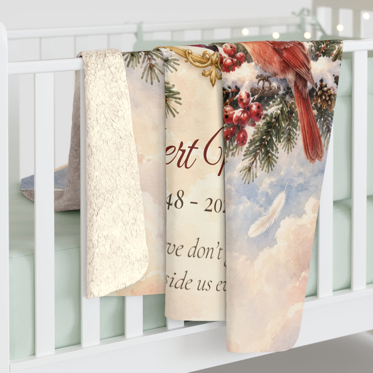 In Loving Memory Personalized Photo Blanket - Cardinal Memorial Sherpa Throw