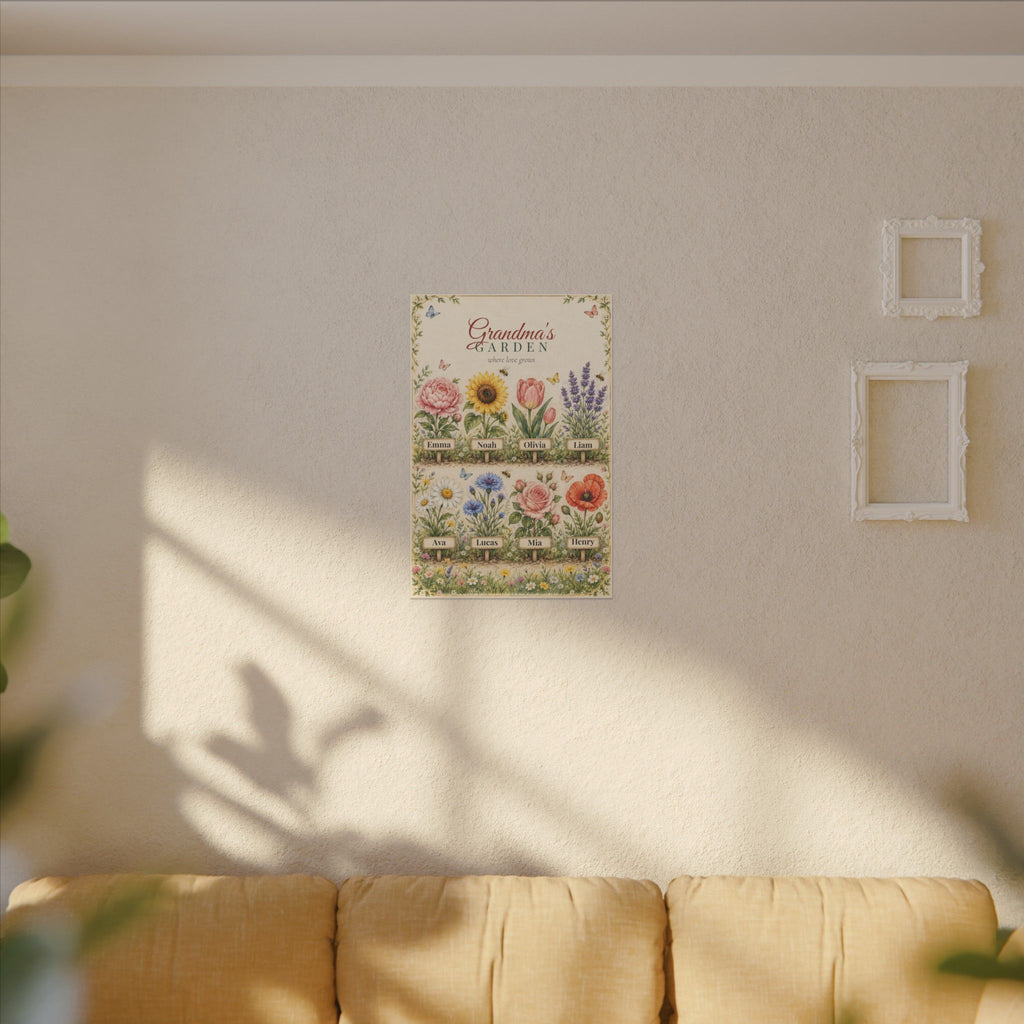 Grandma's Garden Personalized Canvas - Grandkids Names Wall Art