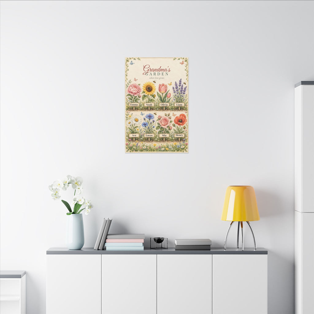 Grandma's Garden Personalized Canvas - Grandkids Names Wall Art