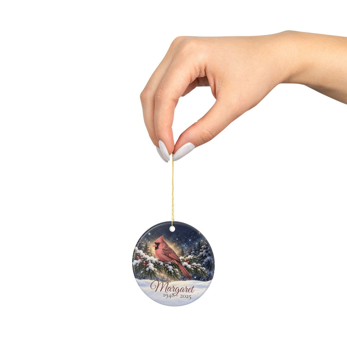 Christmas in Heaven Personalized Memorial Ornament - Cardinal Keepsake