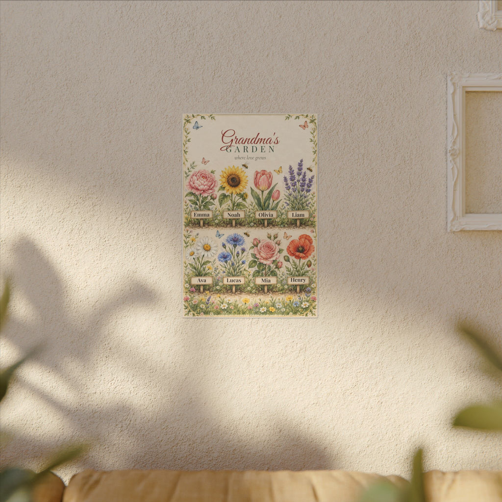 Grandma's Garden Personalized Canvas - Grandkids Names Wall Art