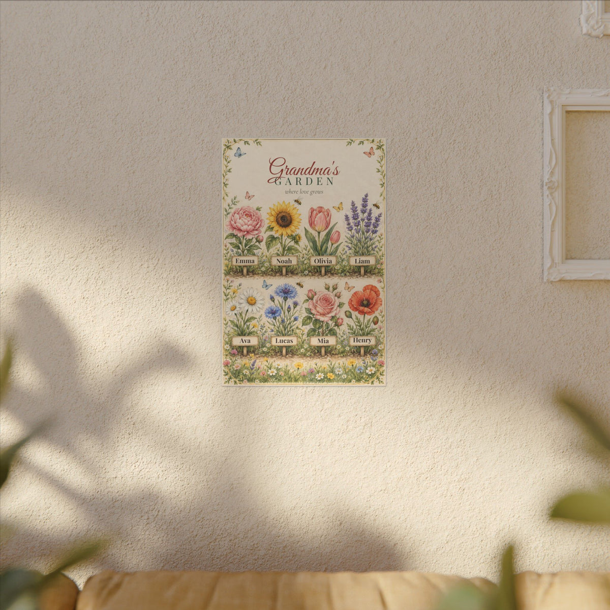 Grandma's Garden Personalized Canvas - Grandkids Names Wall Art