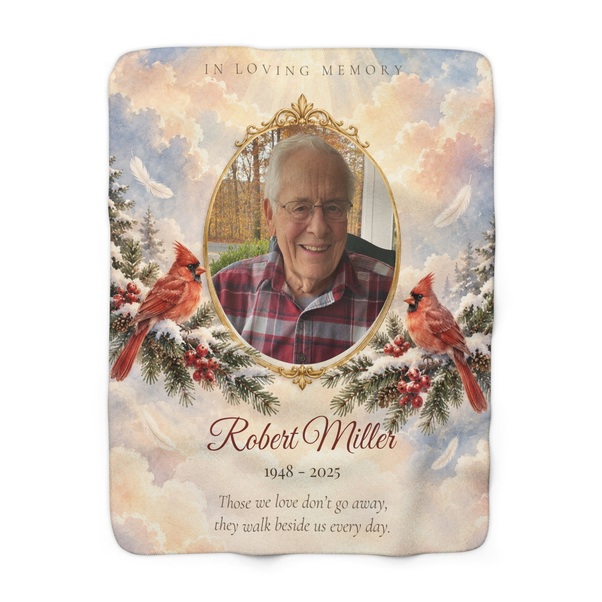 In Loving Memory Personalized Photo Blanket - Cardinal Memorial Sherpa Throw