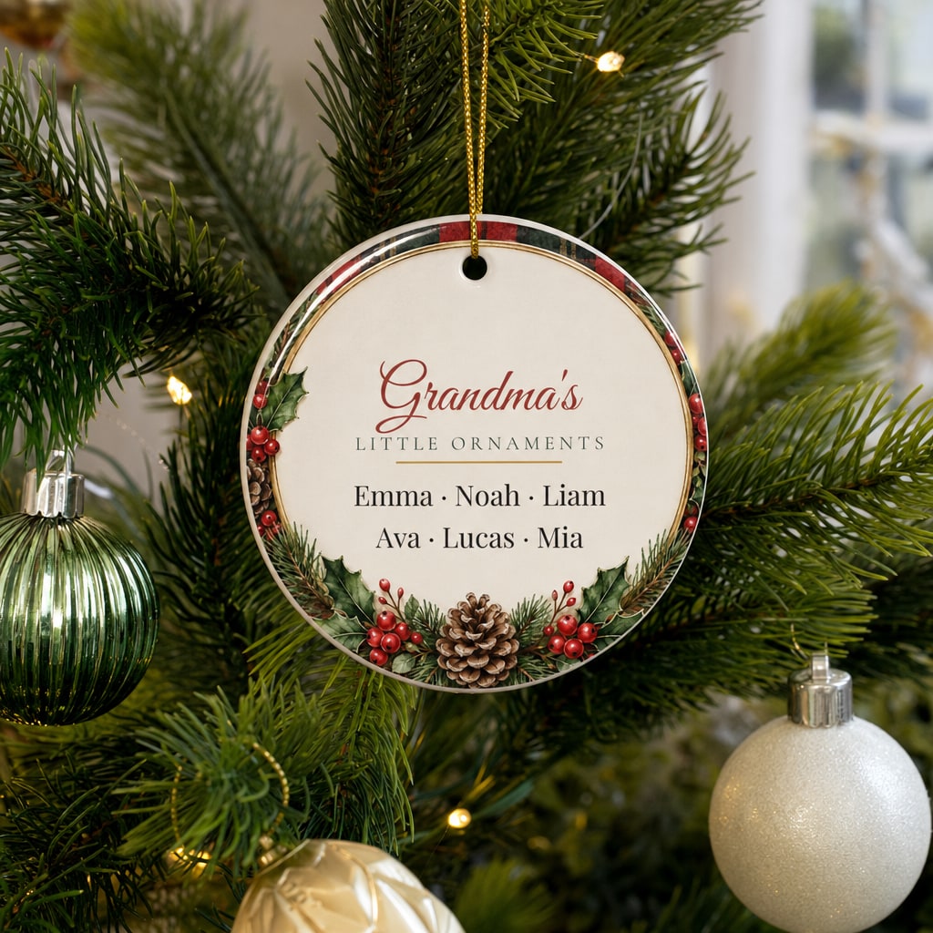 Grandma's Little Ornaments ornament on a Christmas tree