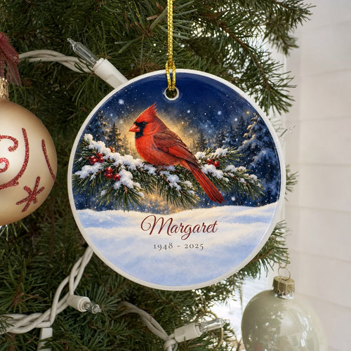 Christmas in Heaven memorial ornament on a Christmas tree